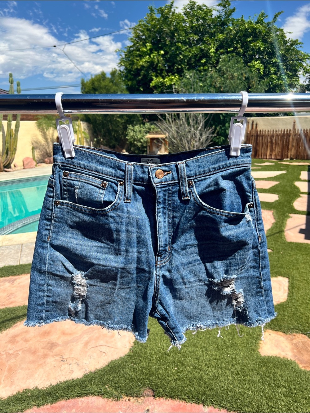 J. Crew Distressed Blue Denim Jean Shorts